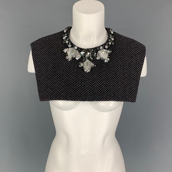PORTS 1961 Size 4 Gray Navy Herringbone Fleece Wool Polyamide Dress Top - Picture 1 of 5